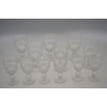 A set of Waterford Crystal 'Colleen' pattern wine glasses, 12 cm high to/w six matching sherry/