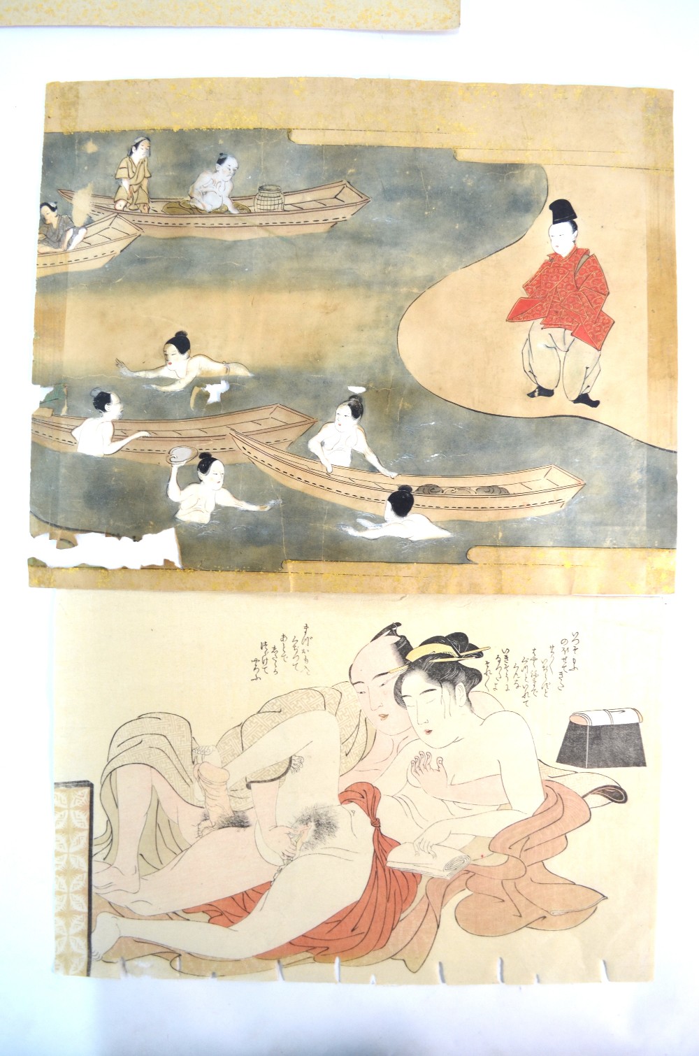 A Japanese map with extensive kanji and explicit Shunga scenes (possibly from a Yujo Hyoban-Ki), - Image 8 of 10