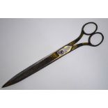 An Ottoman style pair of scissors for a calligraphy scholar, decorated with gilt designs of floral