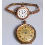 A 9ct gold wristwatch with Swiss movement and decorative enamel dial, on expanding 9ct bracelet