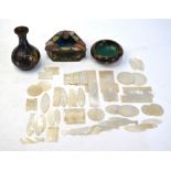 Three pieces of Chinese cloisonne together with forty-nine Chinese mother-of-pearl gaming