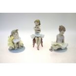 Three Lladro figures:  Oopsy Daisy, 6691, 1999, 12 cm high;  Rosy Posey, 6690, 1999, 13 cm high