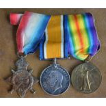 A Great War trio, 1914-1915 Star, Brirish War Medal, Victory medal to 59327 Pte. D. Fleming 21/