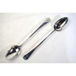 A pair of George III silver OEP stuffing spoons, engraved with the Scott family crest, Encombe Howe,