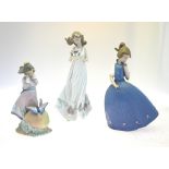 Three Lladro figures:  Primavera, 5121, 1981, 28.5 cm high;  Butterfly Treasures, 6777, 2000, 32