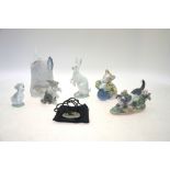 Five Lladro models:  Gatito Pasmado, 5236, 1984, 8 cm high;  A Friend for Life, 7685, Lladro Society