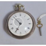 A George III silver pair-case watch, the verge movement no. 486 signed with initials JPNB (not