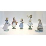 Five Lladro figures:  Young Princess, 6036, 1992, 20 cm high;  Girl in Red Cloak, 8500, Privilege