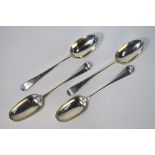 A pair of George III OEP table spoons, Thomas Northcote, London 1784 (incuse duty mark), to/w a pair