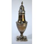 A George III Adam silver caster on square base, George Smith II and Thomas Hayter, London 1793, 3.