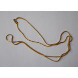 A yellow metal fine wheat chain necklace with S hook clasp, stamped 22c, approx 8.5g