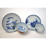 A Chinese cafe-au-lait and underglaze blue decorated teabowl and saucer with Christie's label (Lot