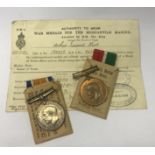 A companion pair of two Great War medals, British War Medal and Mercantile Marine Medal to Arthur E.