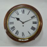 A late 19th/20th century single fusee oak wall clock with white enamelled dial 37 cm dia