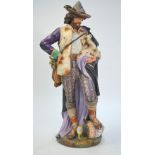 A. Carrier - a large continental porcelain figure of a shepherd, probably Italian, 63 cm high Very