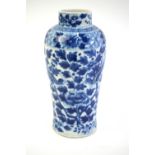 A Chinese blue and white vase, decorated with long-tailed birds, peony heads and dense foliage, 19