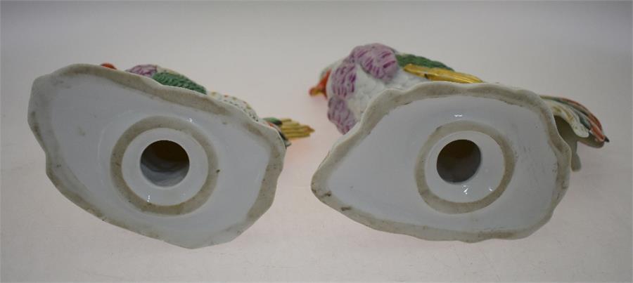A pair of continental porcelain models of a cockerel, 26.5 cm amd chicken, 21.5 cm, both standing on - Image 6 of 21