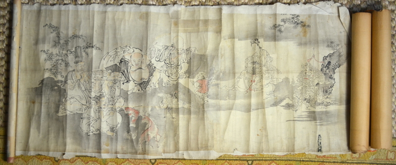 Four Japanese kakejiku, including: one of a scholar in a mountainous retreat, two-line inscription - Image 15 of 15