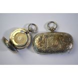 An Edwardian engraved silver double sovereign case, Birmingham 1901 to/w a single sovereign case,