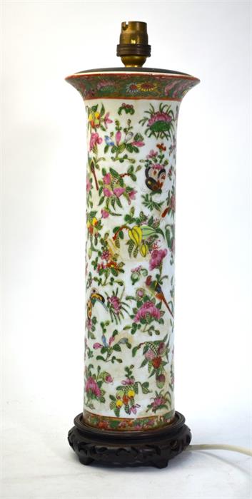 A Chinese Canton famille rose vase, mounted for electricity, overall height about 42 cm Please - Image 3 of 8