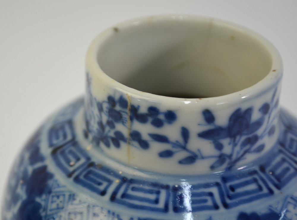 A Chinese blue and white vase, decorated with long-tailed birds, peony heads and dense foliage, 19 - Image 11 of 14