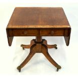 A Victorian cross-banded oak and pollarded oak sofa table, the well figured drop end top over two