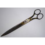 An Ottoman style pair of scissors for a calligraphy scholar, decorated with gilt designs of floral