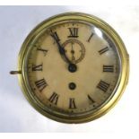 A brass-cased marine clock with painted dial and Coventry Astral movement