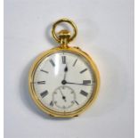 A lady's Swiss 18k fob watch with Stauffer & Co. 'Peerless' top-wind movement no.246767, 3.5 cm