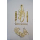 Mixed jewellery including two wristwatches, simulated pearls, Italian mesh bracelet etc