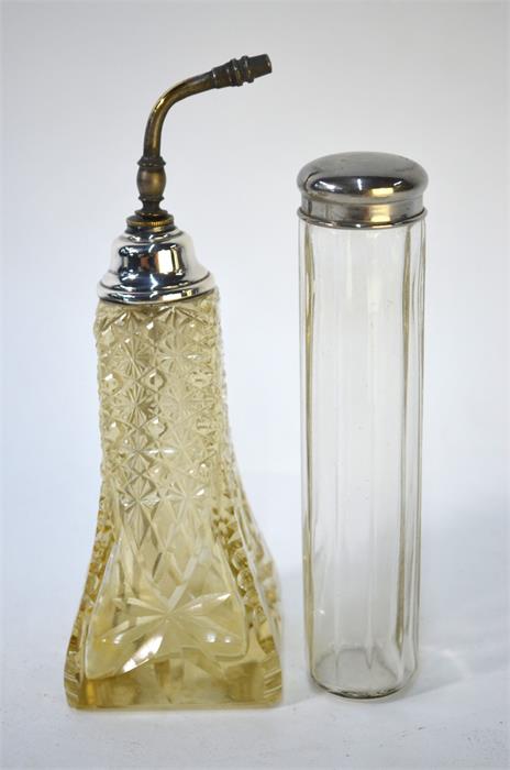 Ten various silver-topped cut glass toiletry bottles, jars and boxes including two scent bottles ( - Image 5 of 5