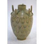 A modern Chinese celadon vase with five shaped tubes on the shoulder, presumably after a Song/Yuan