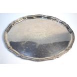 A German 835 standard oval tray with moulded rim, Wilhelm Binder, Schwabisch Gmund, 31 oz, 45 x 35