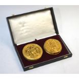 A cased pair of silver gilt replica seals of Henry VIII of England and Francis I of France,