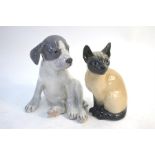 Two large Royal Copenhagen models - Pointer Puppy, 259 and Siamese Cat, 3281 (2) Both good condition