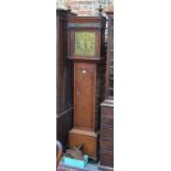 France, Warrington, an 18th century oak longcase clock, the 8-day movement with engraved square