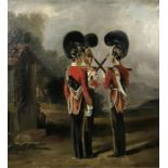 English school - Military study of three 6th Dragoon Guards (Carabineers), changing of the guard,