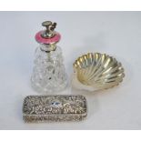 A late Victorian embossed silver trinket box, S. Blackensee & Son Ltd., to/w a shell butter dish,