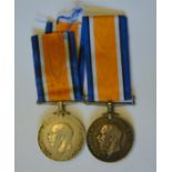 Two WWI 1914-18 British war medals to 164516 Pte. J.O. St Onge 14/Can Inf. and 454240 Pte. J.