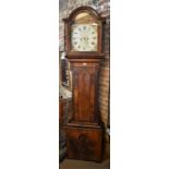 William Robeson, Newcastle, a 19th century mahogany 8-day longcase clock, the painted arched dial