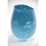 Frank Grenier - 'Antarctic Hues' - Blue glass vase engraved in the Graal method with an image of a