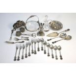 A suite of Continental 800 grade flatware and other tableware decorated with roses to/w a quantity