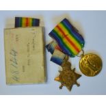 WWI pair to 8638 Pte. T. Smith 2/Lan. Fus. 1914 'Mons' star, Victory medal (2) in card transit box