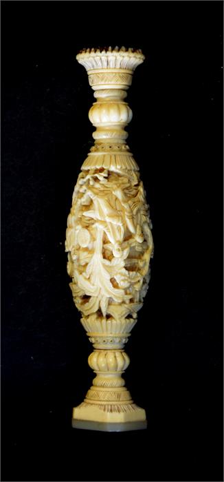 A Chinese Cantonese ivory seal with mother-of-pearl armorial stamp bearing the motto 'Non Nobis