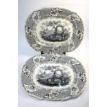 William Smith & Co - A pair of mid 19th century black transfer printed turkey plates, 'Tourist'