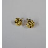A pair of 9ct yellow gold knot earrings for pierced ears, approx 2.8g