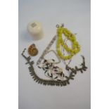 Various jewellery including beads, bracelets, necklaces, mounted polished amonite pendant and an