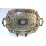 A good quality 19th century Old Sheffield Plate large tray with richly engraved bed surrounding an