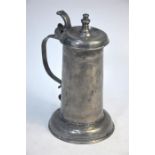 An antique Continental pewter lidded tankard in the 17th century manner with turned finial and domed