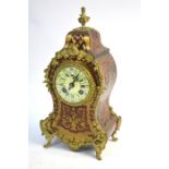 A 19th century French Louis XV style contre-Boulle mantel clock with drum movement by Vincent et Cie